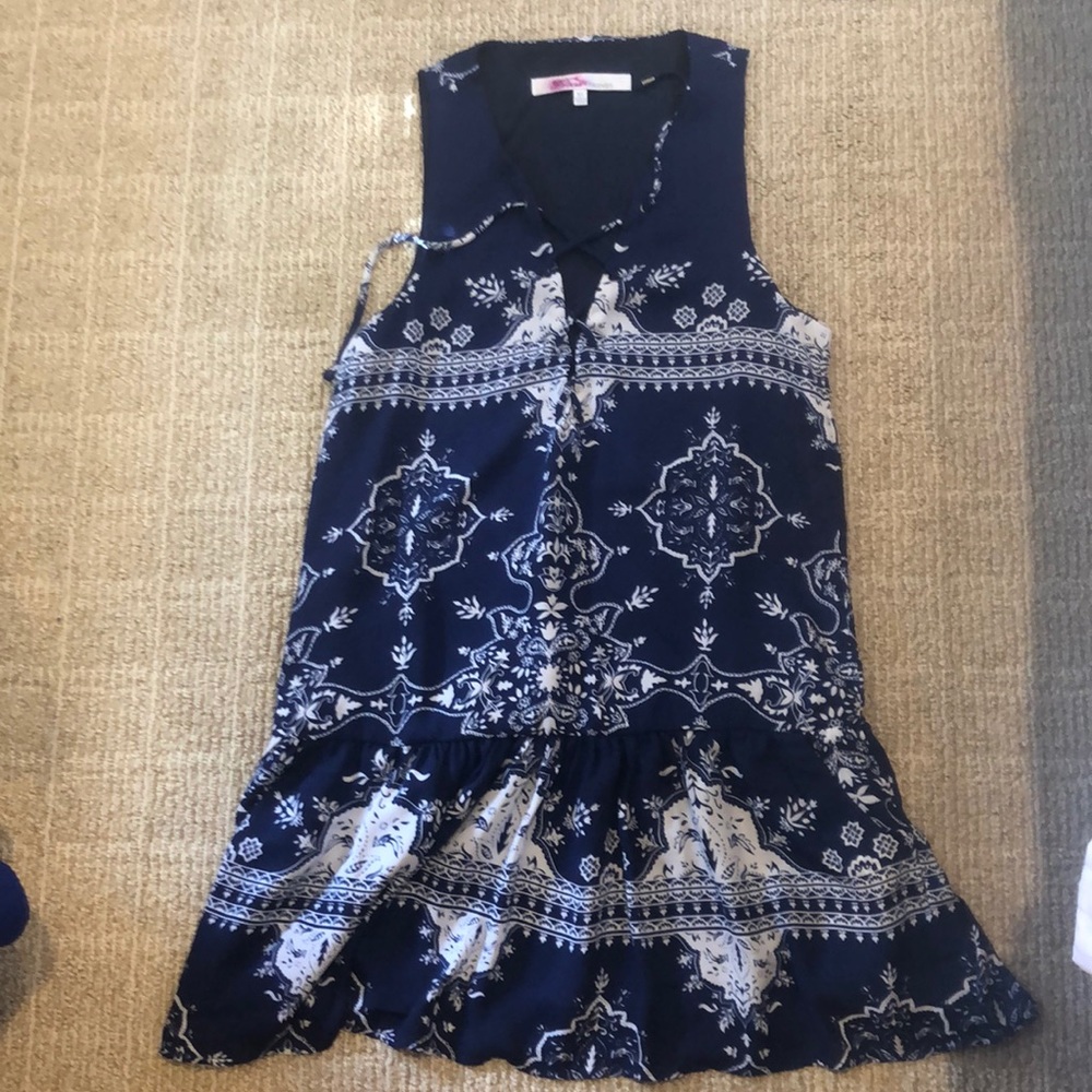 Lovers + friends navy and white shift dress